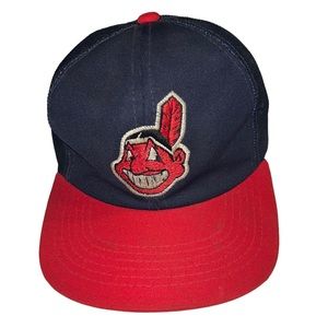 VTG 90s Cleveland Indians Chief Wahoo Youth Snapback Hat Cap Grosscap